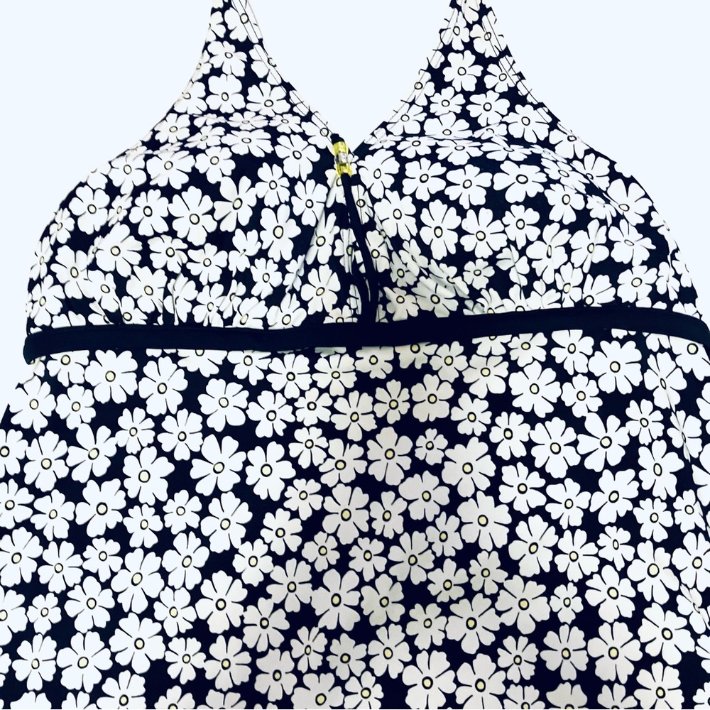 It Figures Halter Flower Bathing Suit Top Size 16 Plus Swimwear